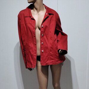 Live a Little Women Red Casual Jacket Plus Size 1X Button Up Cotton Relax Comfy